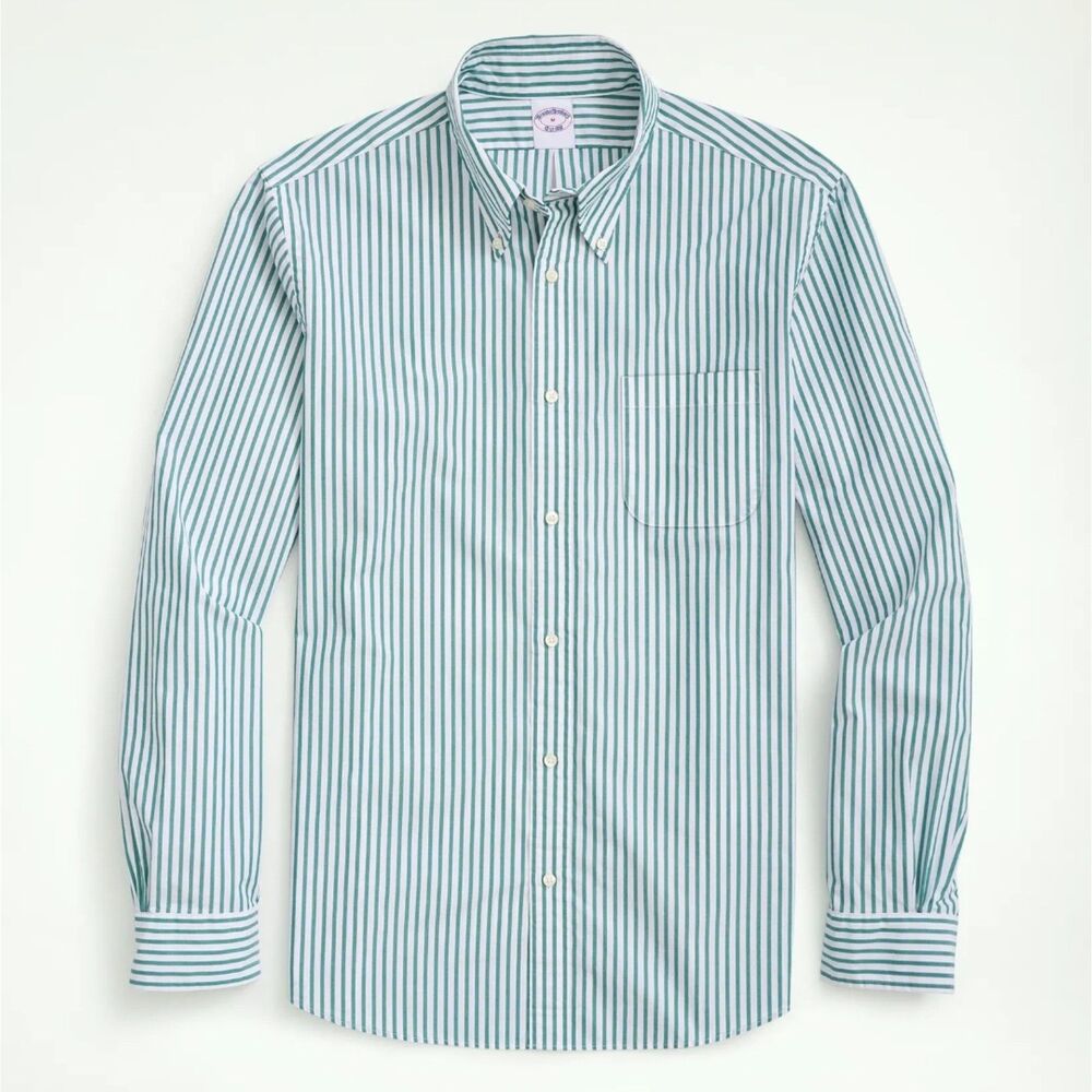 Men's Brooks Brothers Green Striped Button-Up Shirt